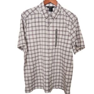 5.11 Tactical Marksman Utility Plaid Short Sleeve Shirt Brown White Men's Medium